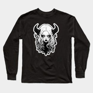 Black and White Melting Demon Girl Long Sleeve T-Shirt